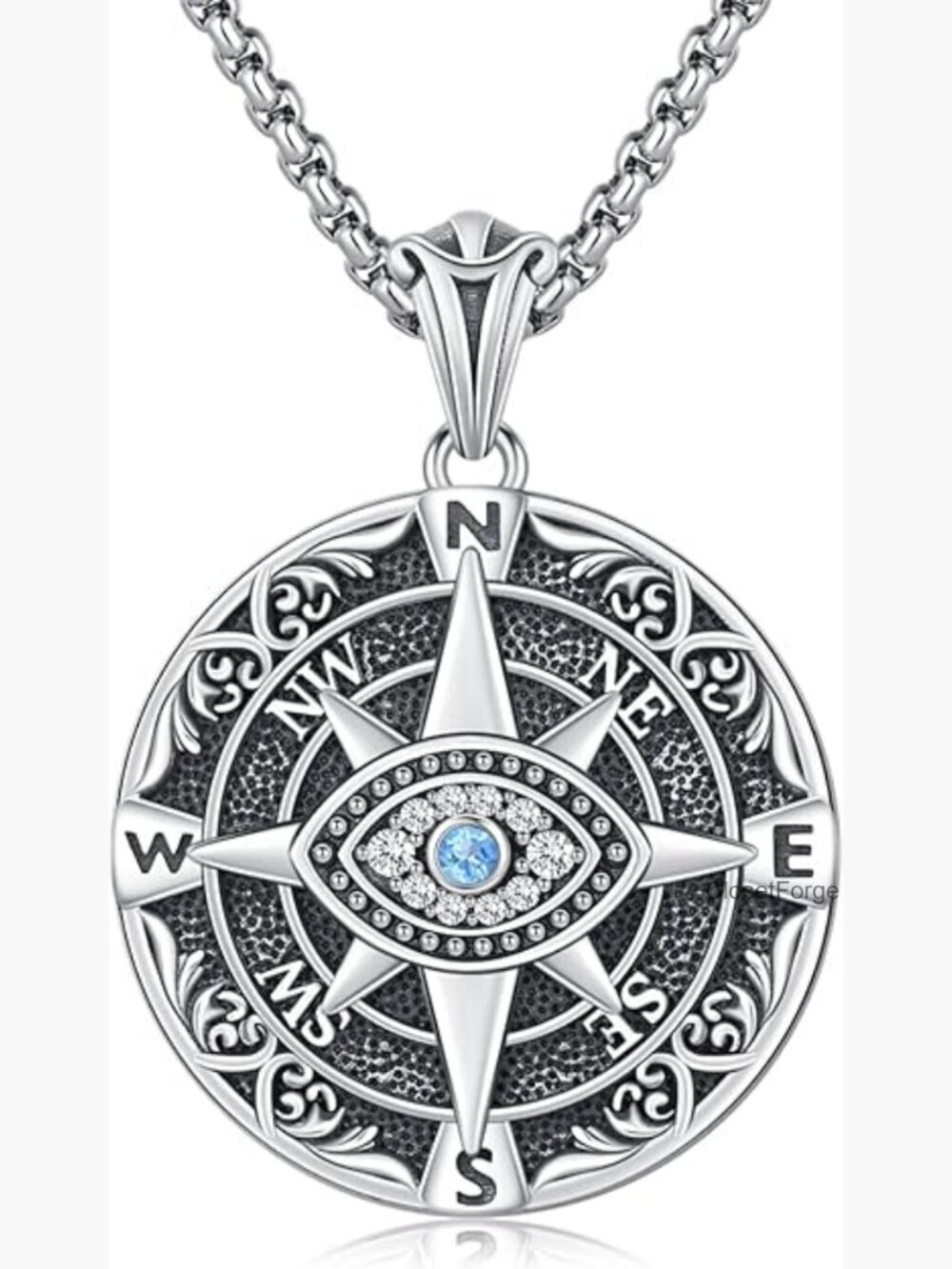 Evil Eye Compass Graduation Necklace 925 Sterling Silver Pendant